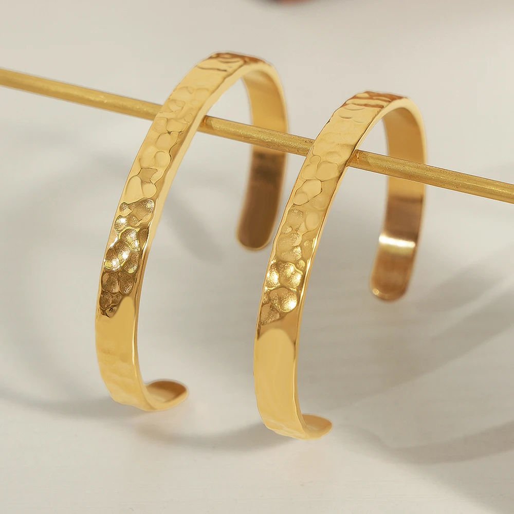 Bangle Bracelet Stainless Steel Bracelet Natural Texture 18k Gold Plated Women's Bracelets