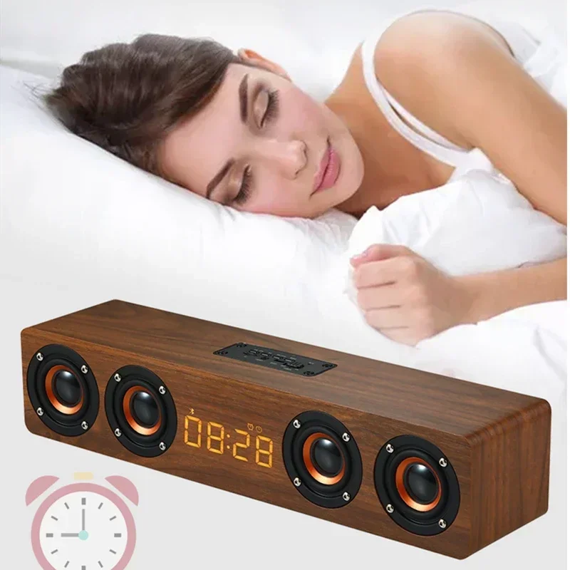 HIFI 음악 센터 TV 사운드 바 에코 벽 휴대용 나무 블루투스 스피커, 무선 사운드 칼럼 FM AUX, 4 스피커