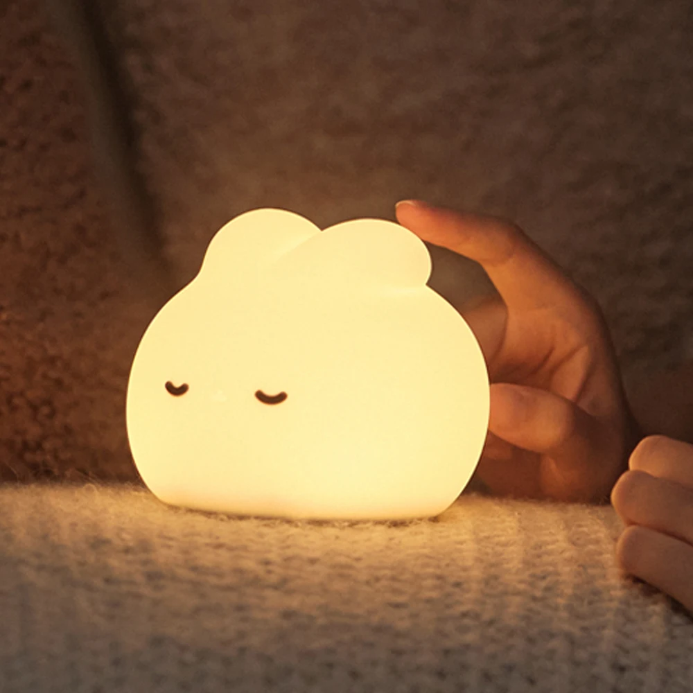 Dream Rabbit Night Light Silicone Rabbit Night Lamp LED Touch Sensor Lamp Timing Desktop Decoration Children's Night Light Gift