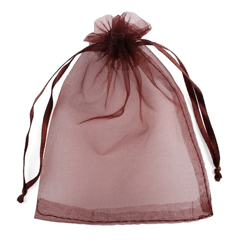 Solid Color Organza Gift Bags - Mesh Tulle Fabric Pouches for Weddings and Events (50/100pcs)