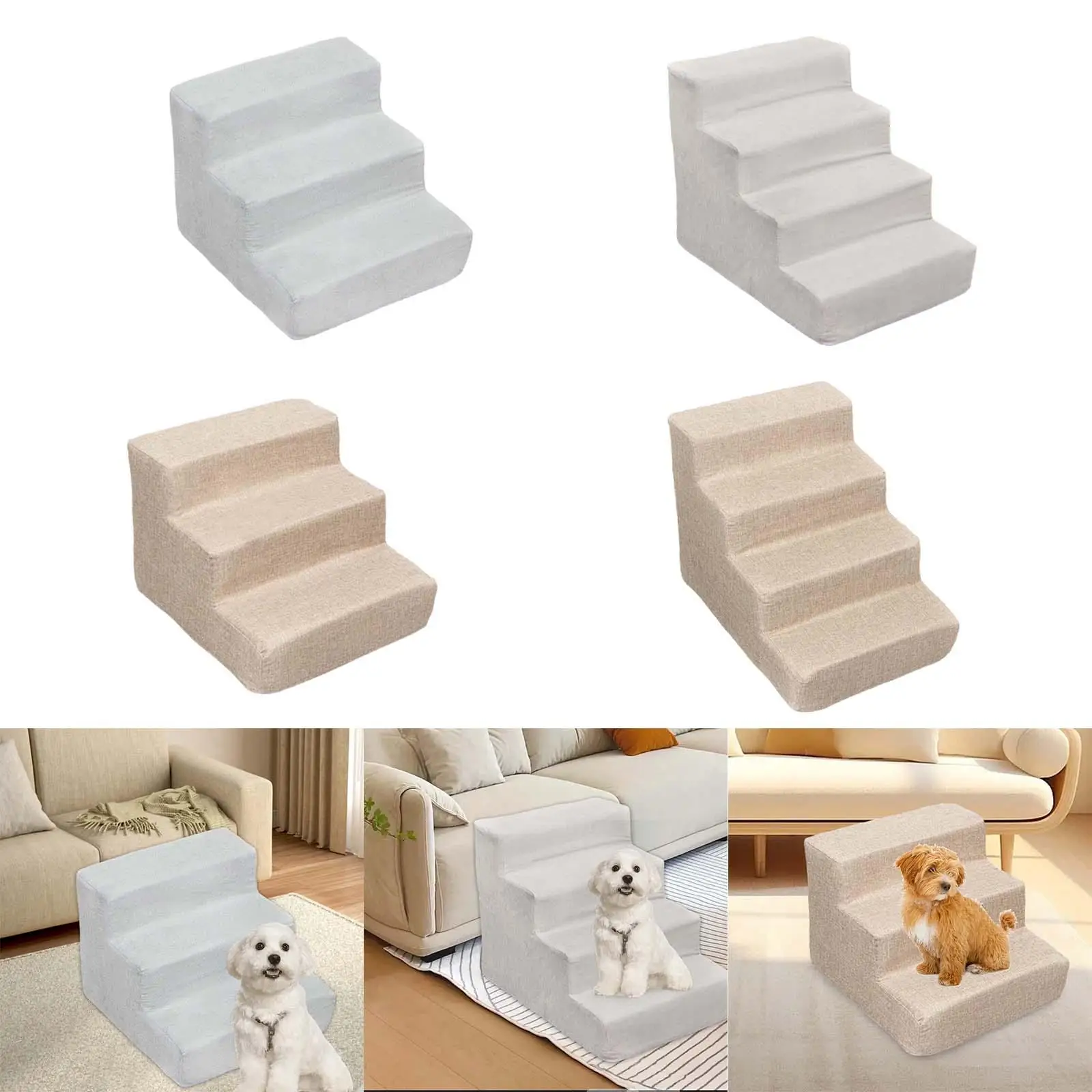 Dog Ramp Stairs Versatile Gentle Slope Shape for Older Dogs, Cats Removable Cover Sturdy Anti Slip High Density Sponge Dog Ramp Stairs Versatile Gentle Slope Shape for Older Dogs, Cats Removable Cover Sturdy Anti Slip High Density Sponge