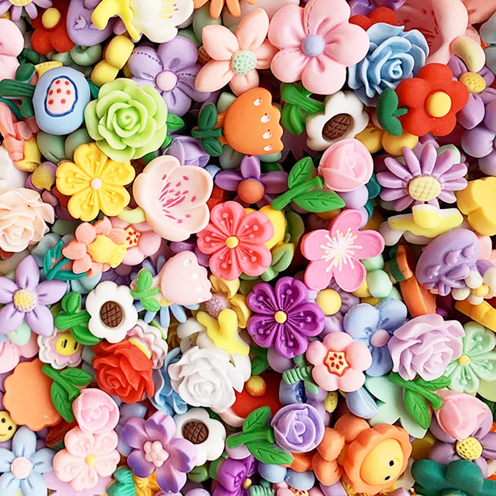 

20Pcs 3D 21mm Colorful Resin Appliques Floret Flatback Figurines Cabochon Scrapbook Applique DIY Embellishments Accessories