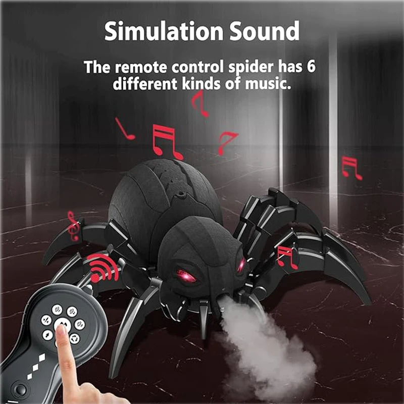 Simulation Electric Rc Spray Spider Novelty Children Toy Wireless Remote Control Light Music Animal Realistic Christmas Pet Toy 4