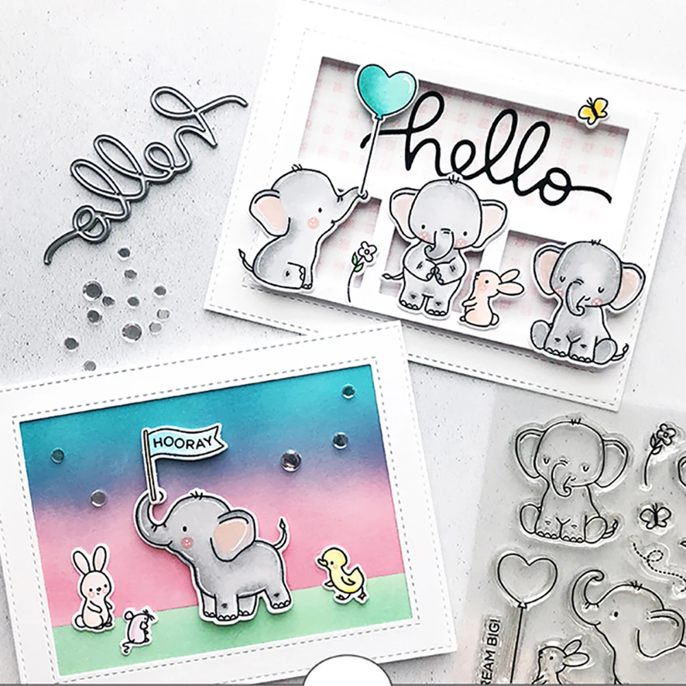 

Cute Rabbit Elephant Cutting Dies Embossing Scrapbooking Cutter Paper Greeting Cards Metal Stamp Stencils for Decoration