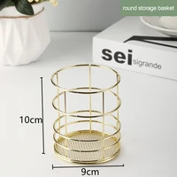 Nordic Gold/Rose Metal Iron Storage Basket Desktop Sundries Organizer Rack Cosmetics Makeup Brushes Holder Jewelry Storage Box 6
