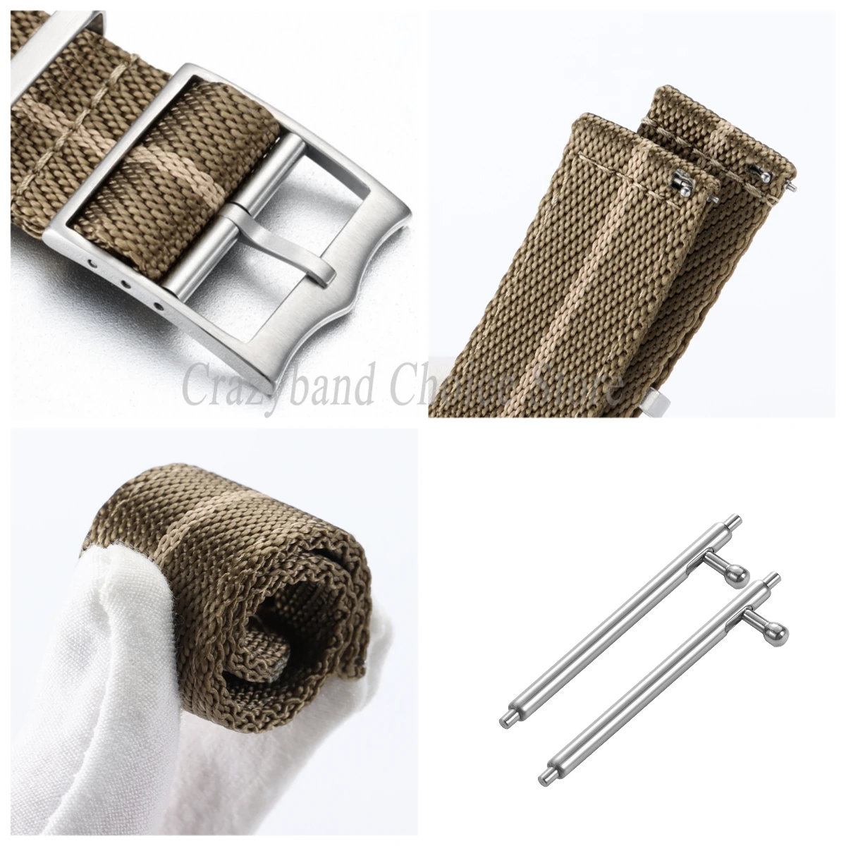 Striped Nylon Woven Watch Strap Bracelet - Universal Sport Military Style