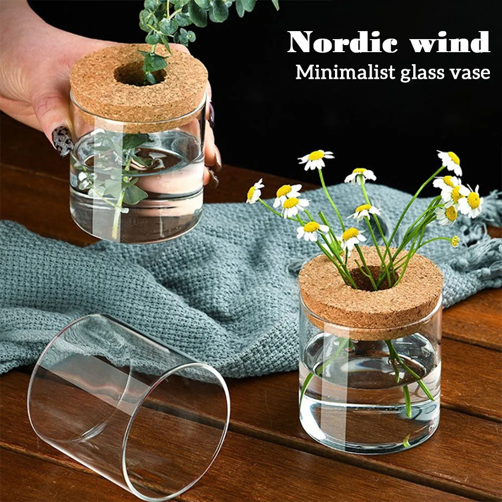 Glass Vase Hydroponic Plant Small Vase Nordic Tabletop Simple Green Plant Container Mini Bottle Flower Vases Home Decor Ornament