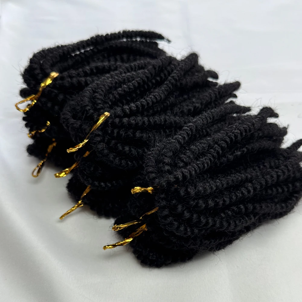 Spring Twist Crochet Hair 100% Human Fluffy Bomb Hair Twist Braiding Virgin Hair Extensions Suitable For Women Fast Shipping 4