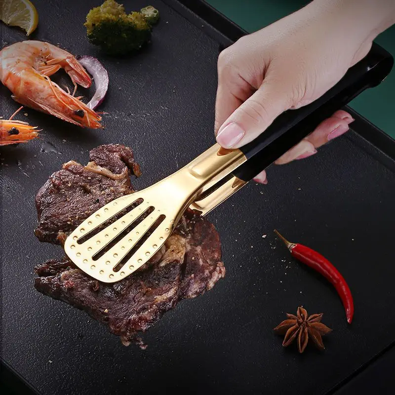 Stainless Steel Food Barbecue Grilling Tongs Heat Resistant Salad Bread Buffet Non-Stick Clip Cooking Clamp Kitchen Accessories