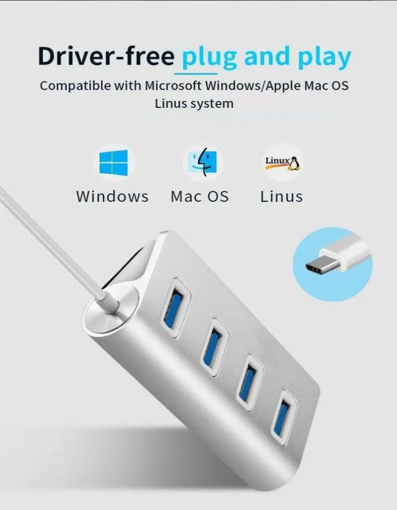Universal Mini Rotatable 3 Ports USB 3.0 Hub High Speed Data Transfer Splitter Adapter For Laptop MacBook Computer PC,3 Ports US