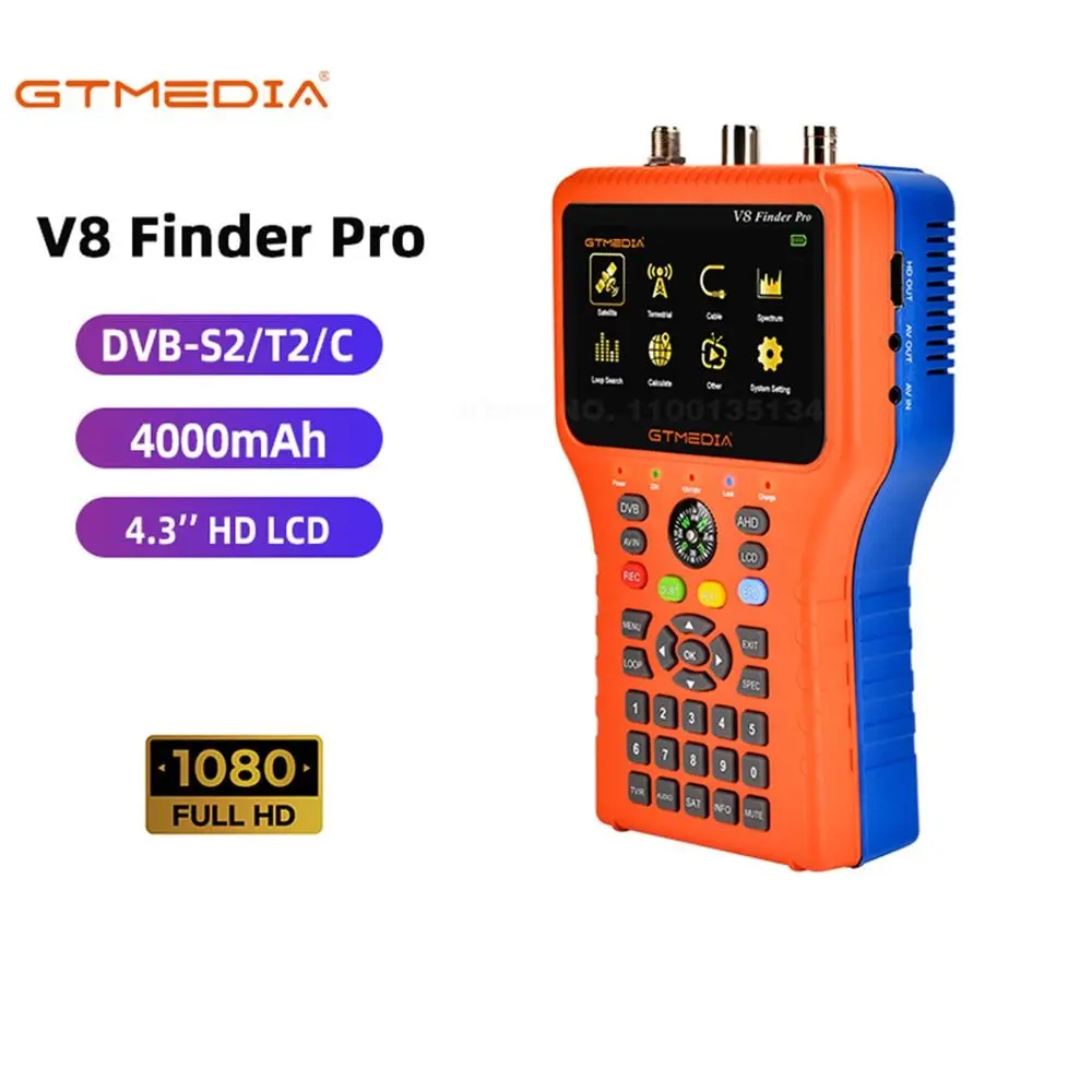 

GTMEDIA V8 FINDER PRO Satellite Signal Finder Meter DVB-S2/T2/C Combo HD Digital Satfinder H.265 HEVC MPEG-4 Terrestrial Signal