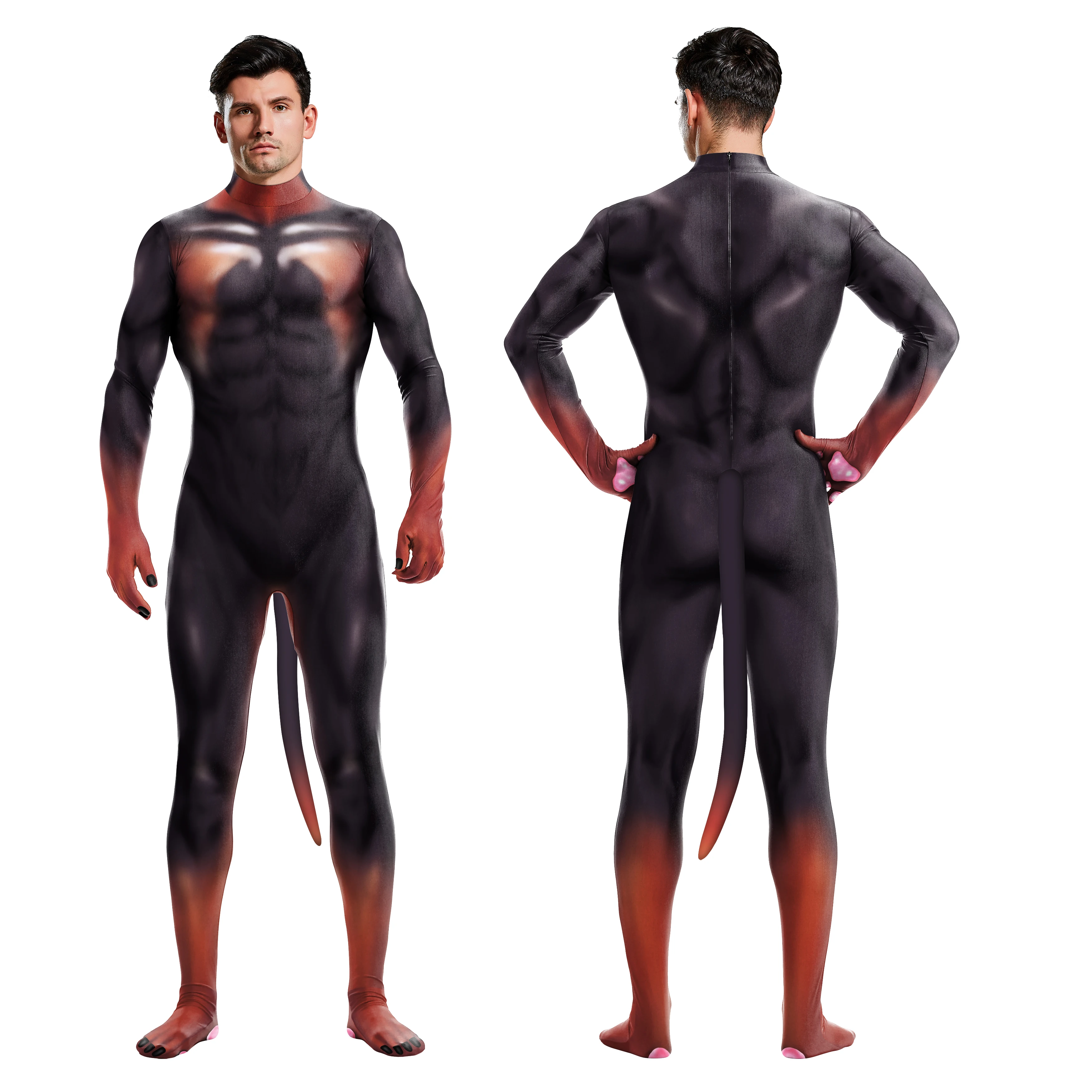 Halloween Carnival Party Jumpsuit Whole Costumes Animal Catsuit With Tail Zentai Suit Bodysuit Cosplay Fitness Outfit Clothing