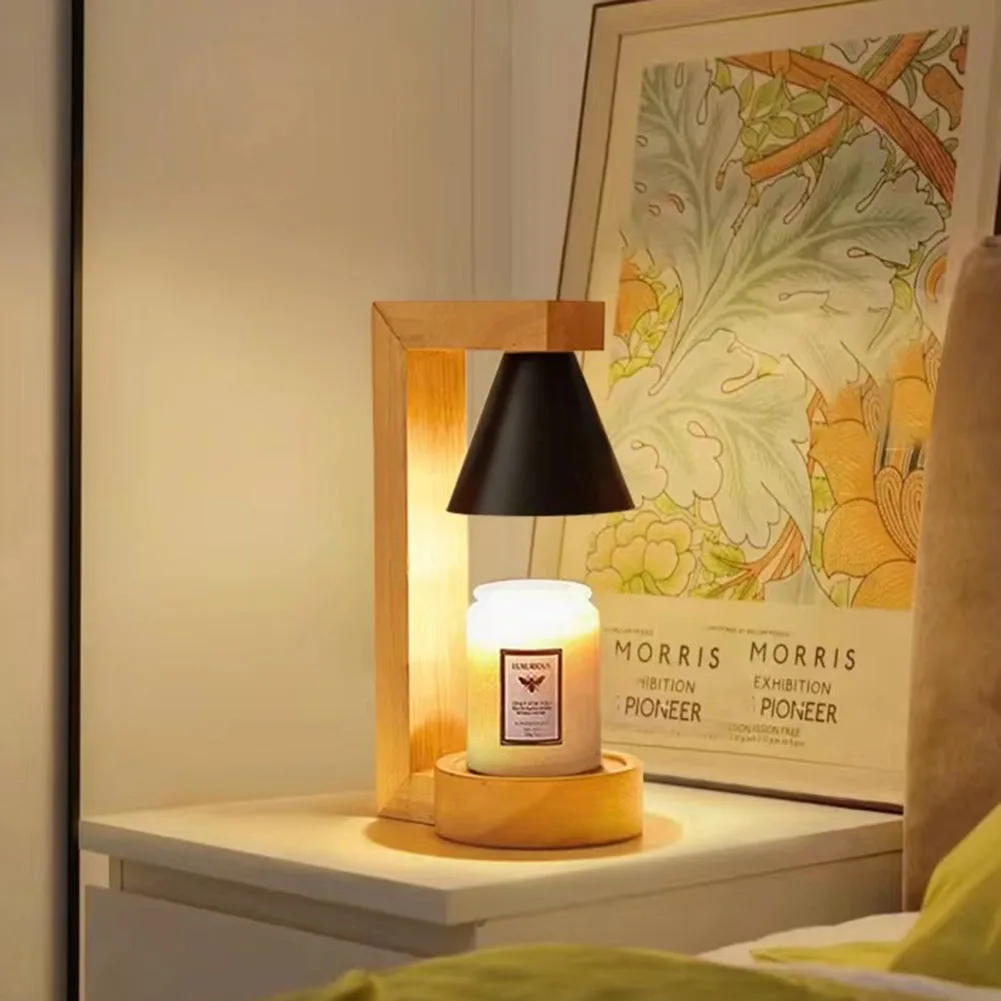 

Japanese Style Wooden Melting Candle Warmer Aromatherapy Melting Wax Lamp Bedroom Table Dimmable Lamp Smokeless Night Light