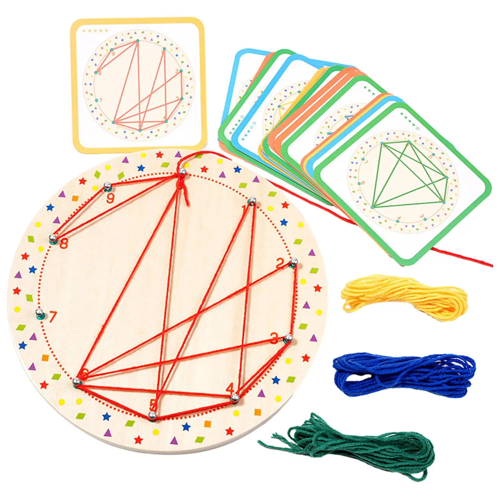 Wood Threading Peg Board Fun Learning Montessori Toy for Kindergarten Kids