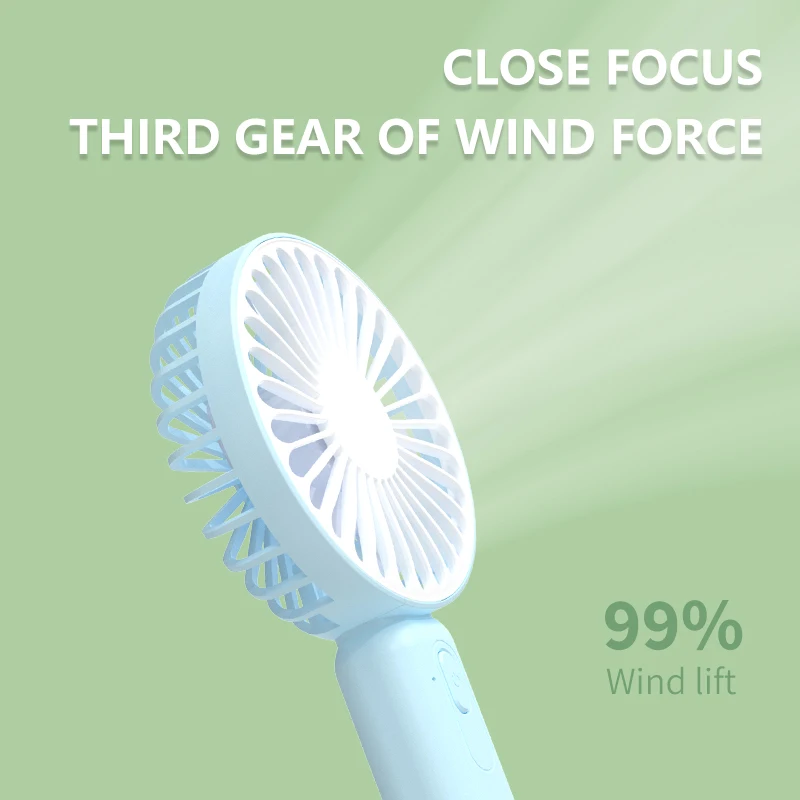 Three Gear Winds Portable USB Mini Handheld Fan Desktop Mobile Phone Holder with Base for Bedroom Dormitory Outdoor Travel