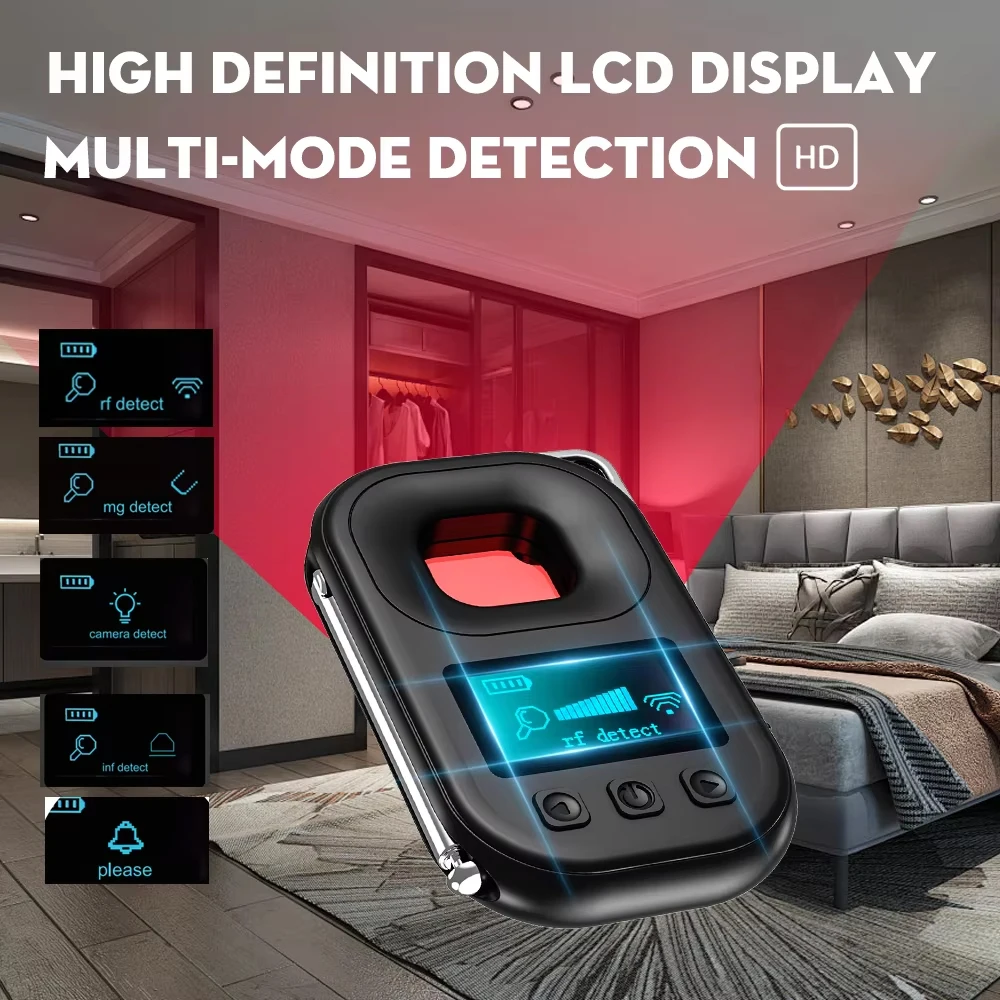 Anti-candid Camera RF Detector Anti Thef Eavesdropping Monitor SIM Wireless WIFI Signal Inspect Finder Hotel Listening Detector