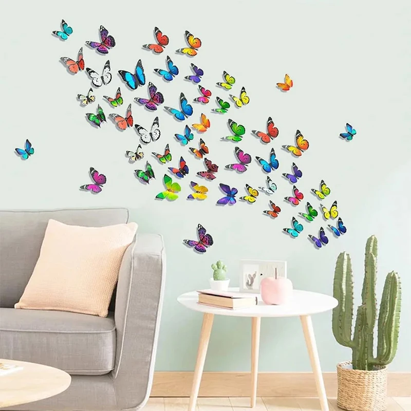 Butterfly Wall Stickers 12pcs/set Mirror 3D Party Wedding Decor DIY Home Decorations