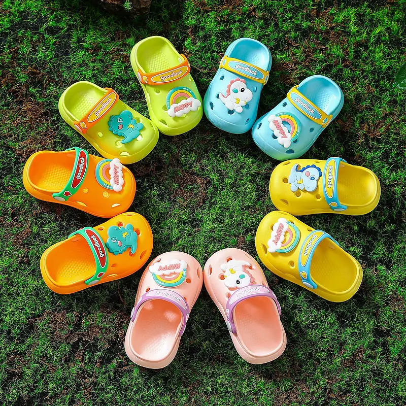 Cute White Dinosaur Garden Clogs Summer Shoes Girls Pink Slides Slippers Rainbow Sandals Children's Shoes New Beach Mules Clogs