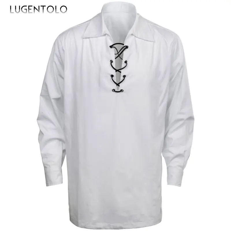 

Vintage Linen Shirt Men Long Sleeve Lapel Fashion Simple Top Solid Spring Summer Thin Men's Casual Loose Harajuku T-Shirt