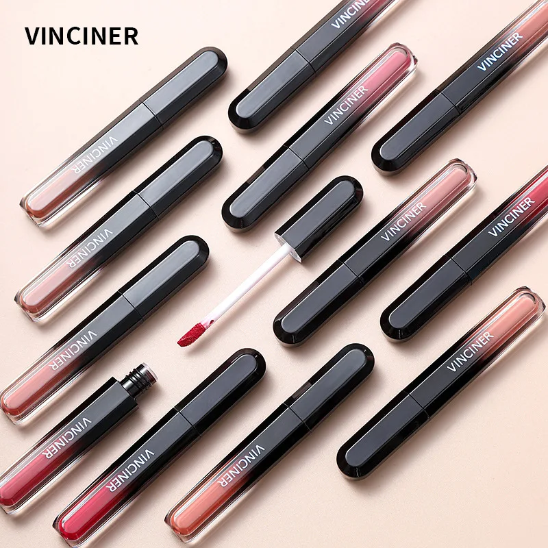 Vincer 12 cores fosco brilho labial textura de veludo à prova dwaterproof água duradoura sem desbotamento moda batom líquido fácil de aplicar cosméticos 2g 2