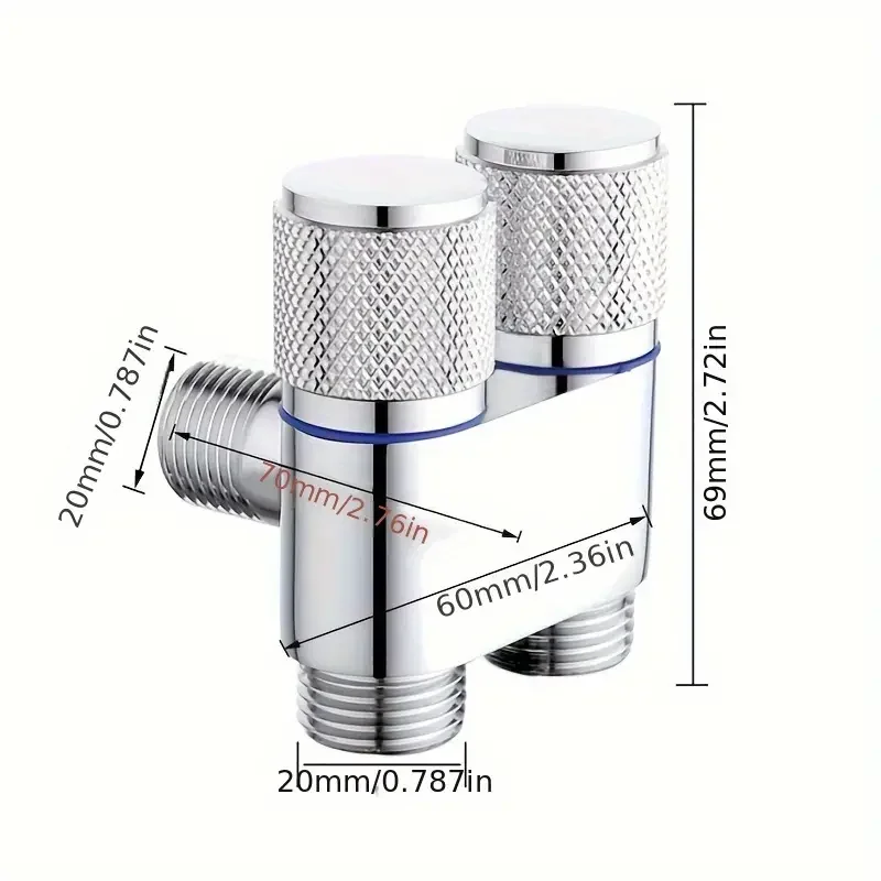 Dual Control Valve with Bidet Sprayer - Heavy-Duty 304 Stainless Steel Construction, 1-in-2-Out Dual Control System