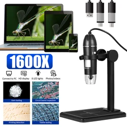Microscope numérique caméra 3 en 1 1600x, Microscope électronique Portable USB pour soudage loupe LED pour téléphone Portable PC 
