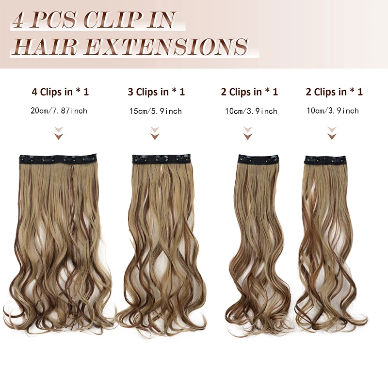 Extension per capelli lunghi ondulati con mèches miste, morbide e invisibili, con trama in pizzo, resistenti al calore, sintetiche, per donna - immagine 4