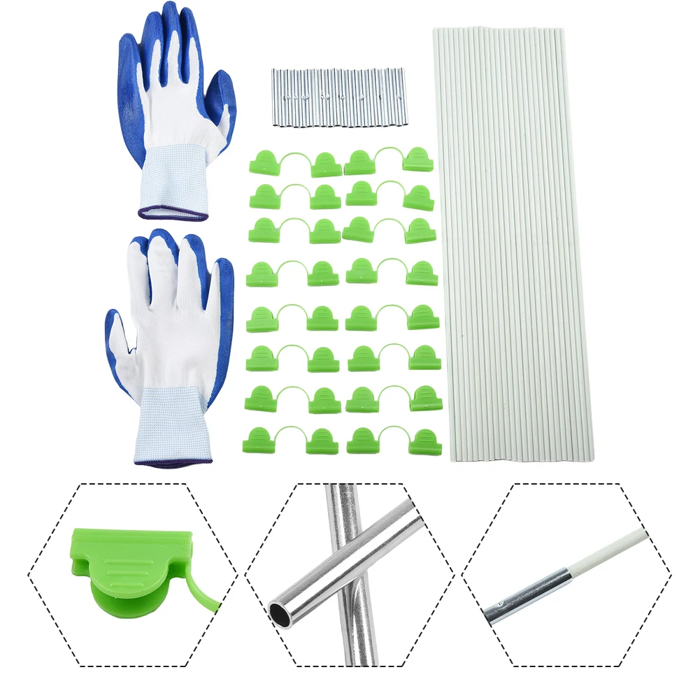 

Garden Cloth Fiberglass Support Greenhouse Clips EASY TO ASSEMBLE Fiberglass Poles Hoops Frame Package Contents