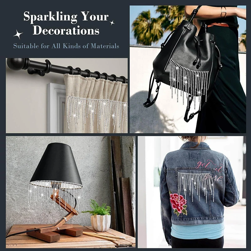 1야드 스파클 라인스톤 트림 라인스톤 프린지 벨트 다이아몬드 크리스탈 태슬 프린지 트림 체인 (청바지, 재킷, 웨딩드레스용)