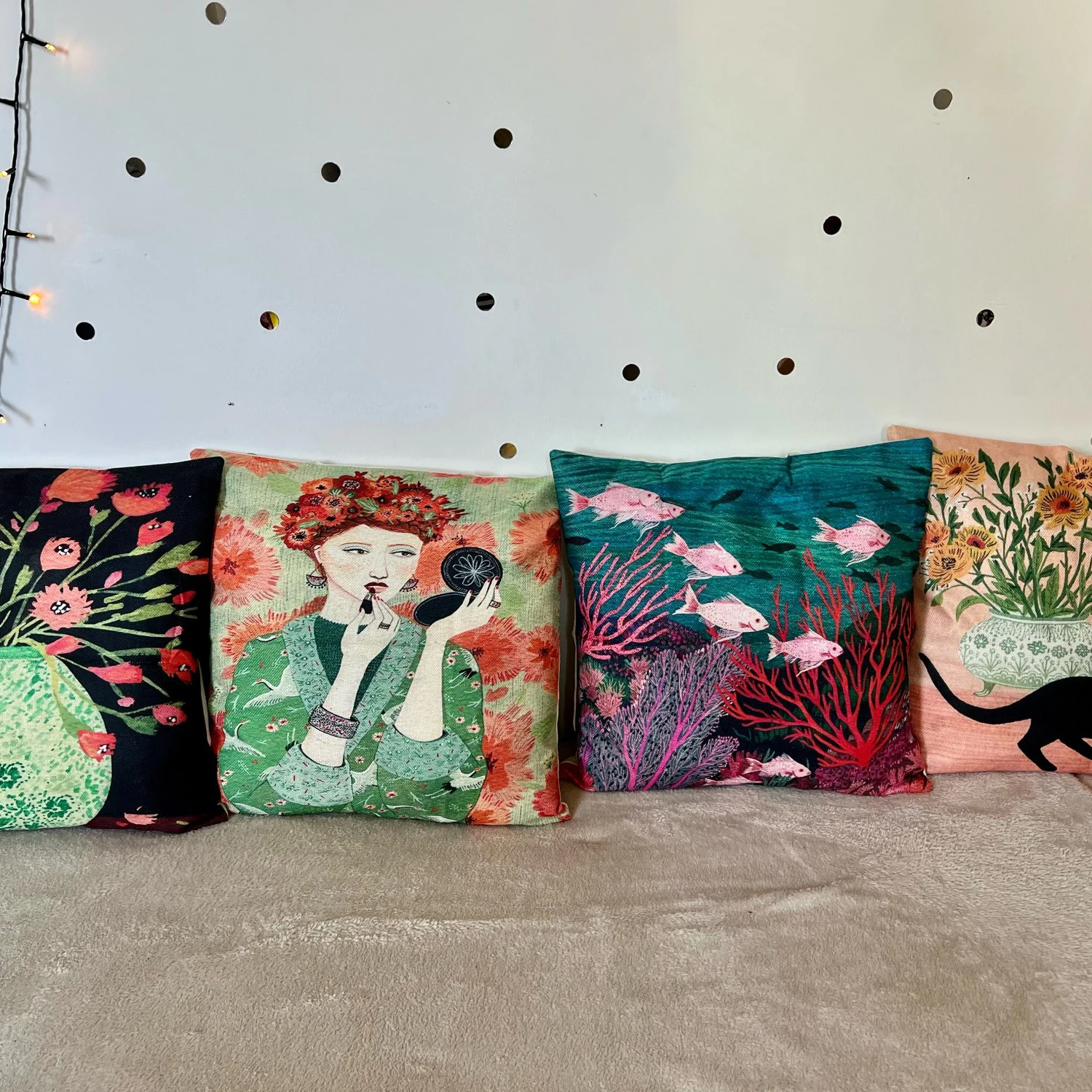 Portrait Cartoon Pillow Case Cushion Cover Linen