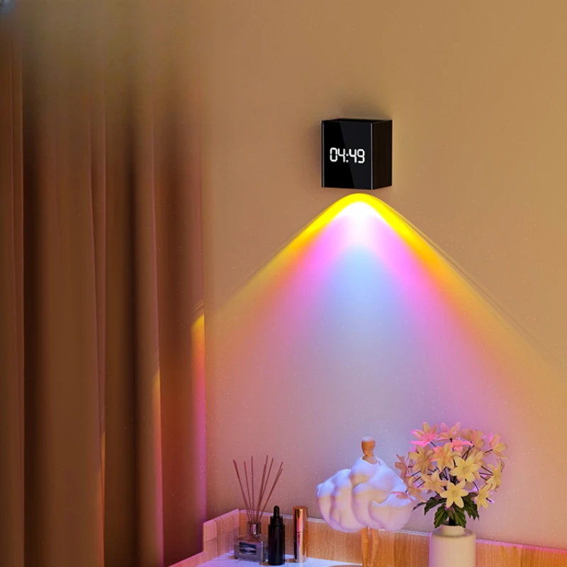 

Sunset lamp bedroom wall decoration lamp projection clock room atmosphere lamp led charging remote control