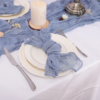 6 pièces serviettes en gaze 19.7x19.7 pouces serviettes en tissu de dîner avec serviettes en tissu décoratif froissé pour la maison de mariage 1