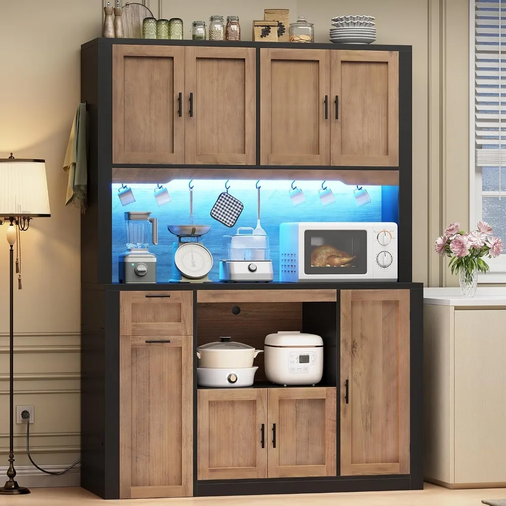 Kitchen Pantry Cabinet with LED 3