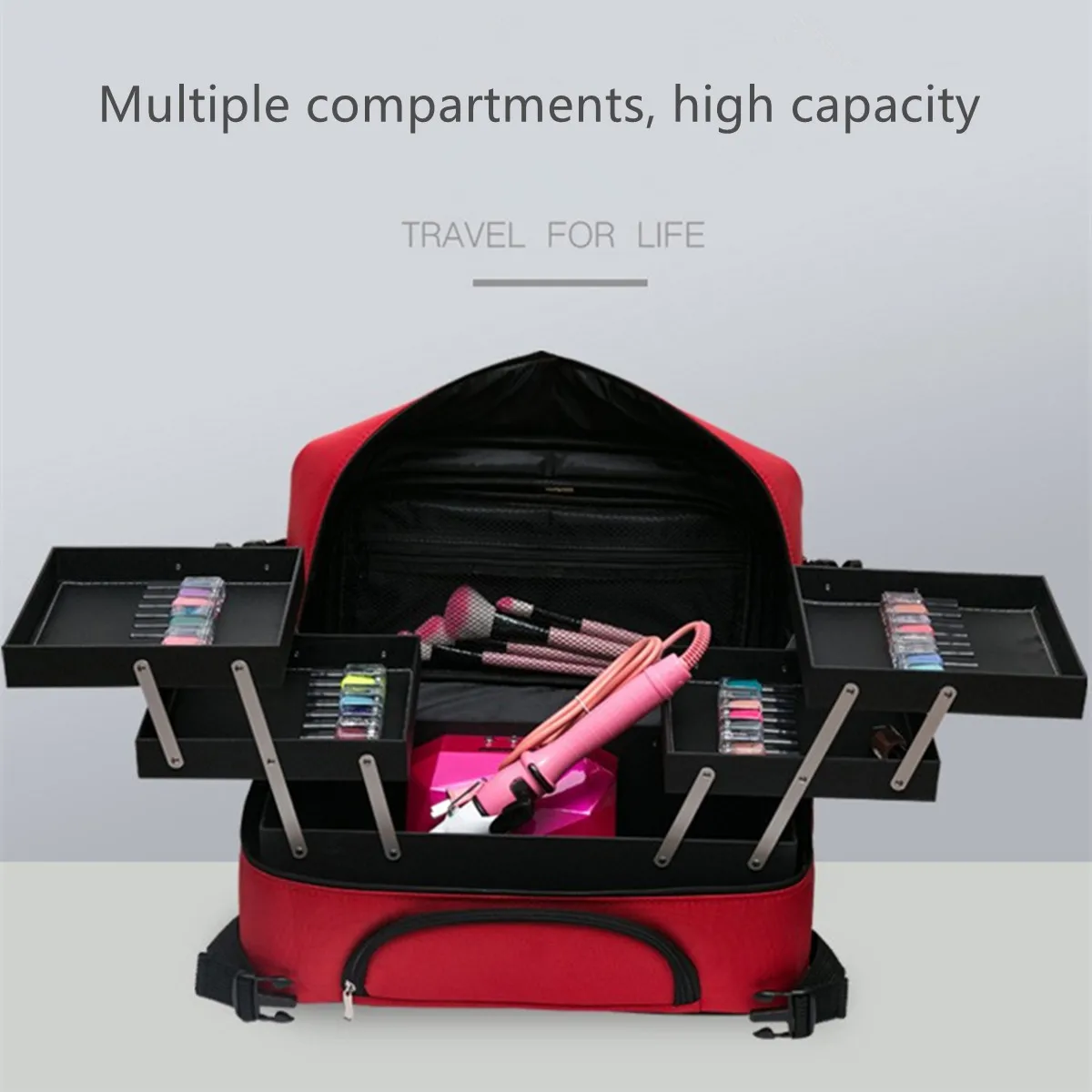 Large Portable Makeup Bag Beauty Nail Enhancement Suitcase Embroidery Toolbox Multi Layer Make Up Handbag Cosmetics Storage Box