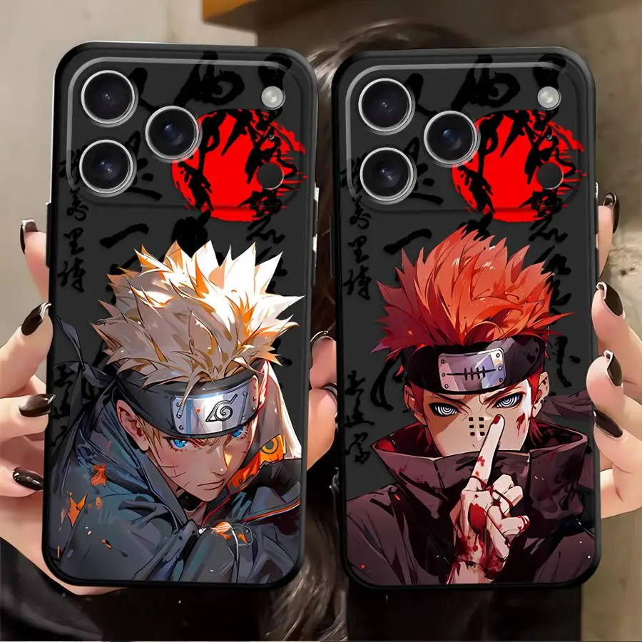 Black Soft Phone Cover Case with Naruto Akatsuki Cloud Design
