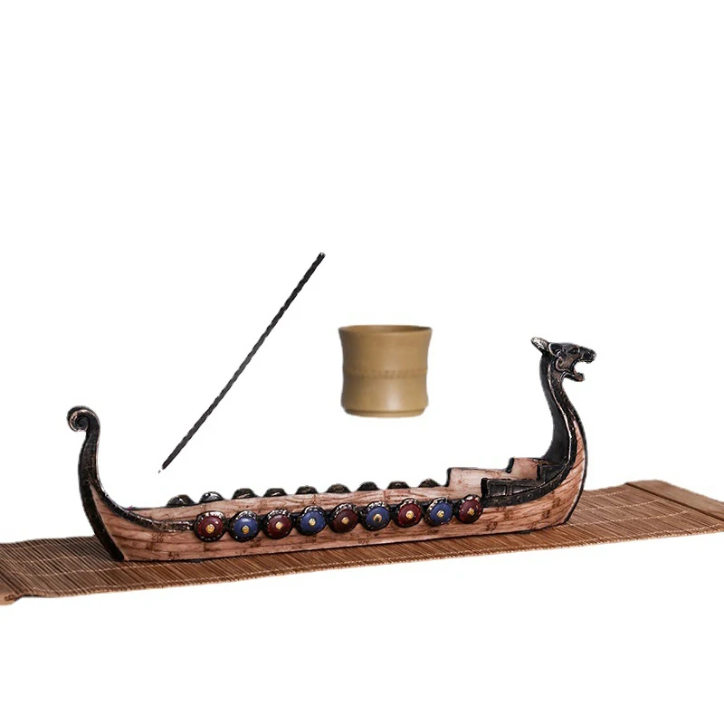 HenTuha Viking Ship Incense Holder - Resin Dragon Boat Ornament, Home Decoration - View #6