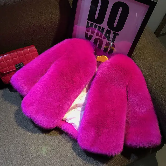 Winter Faux Fur Coat for Little Girl Kids Short Style Luxury Warm Imitation Fox Fur Jacket