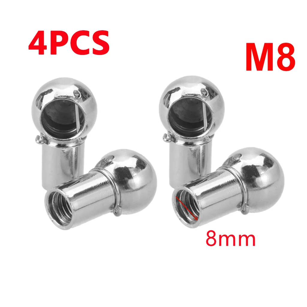 4Pcs M8/M6 Universal 10mm Rear Boot Front Bonnet Gas Strut End Fitting Connector Ball Pin Joint Valve Spring Screw gas strut fitting