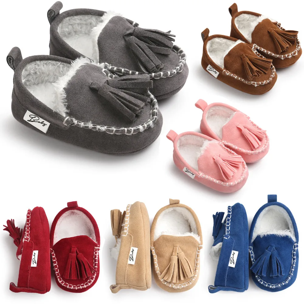 Infant Toddlers Moccasins Soft Sole Crib Shoes Baby First Walkers Plush Boots 