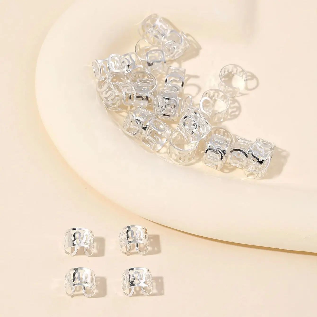 Hair Accessory Hollow Out Hair Ring Dreadlocks Beads Hair Braid Rings Clips 40pcs