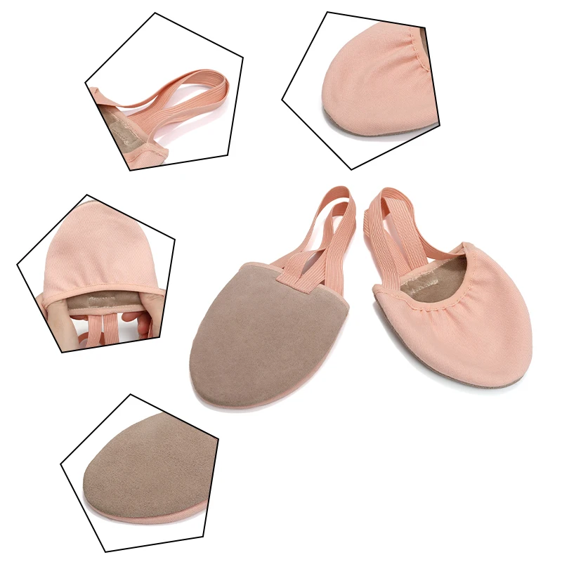 Girls Ballet Dance Shoes Half-palm Shoes Rhythmic Gymnastics Shoes Women's Children's Suede Half Foot Toe Shoes Belly Dance Shoe 6