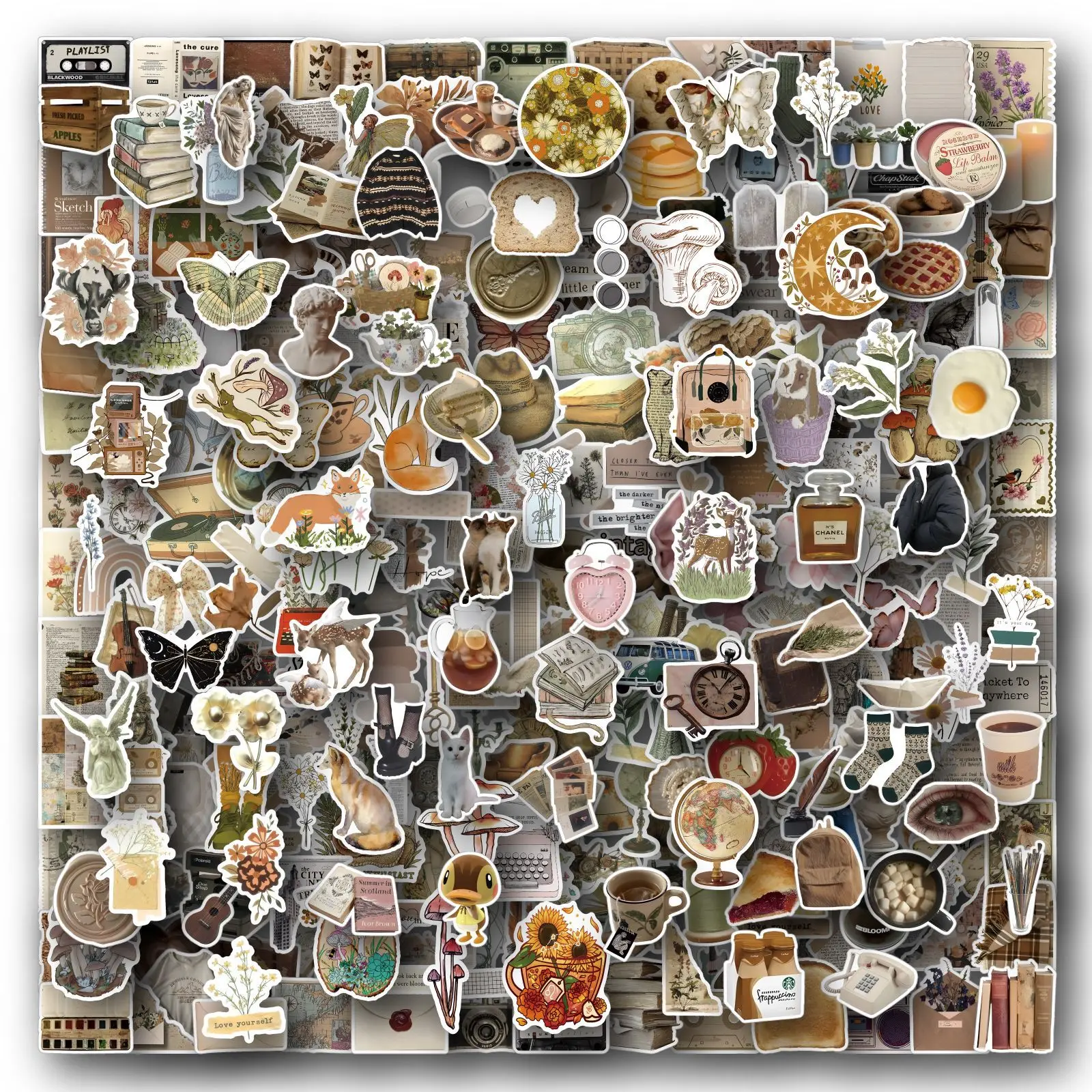 

350pcs Non-repetitive Retro Incomplete Diary Nostalgic Graffiti Stickers Notebook Skateboard Suitcase Waterproof Stickers