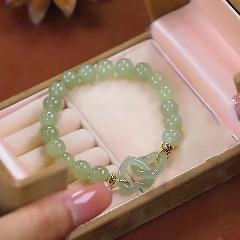 

Jade Bracelet Female Student Bracelet Temperament Versatile Link Retro Style Light Luxury Handwear
