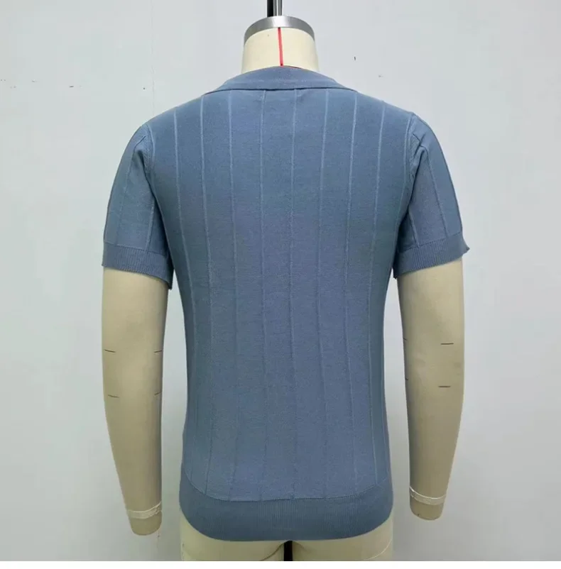 Summer Men's Knitted Jacquard Polo Shirt Fashion Vintage Striped Short Sleeve Lapel T-shirt Man Streetwear Business Casual Tops 31 Sabe794f6a5ed42e8a2ea64f51e49366eG