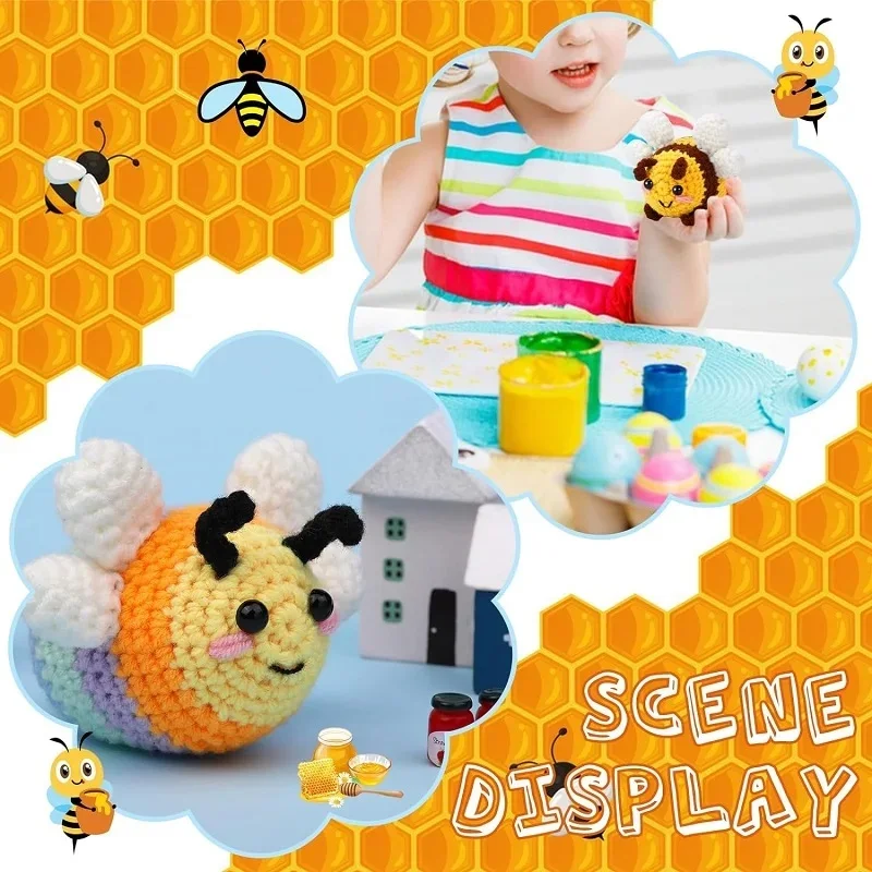 Crochet Kit for Beginners With Video Tutorial Cotton Knitting Yarn Thread Plastic Needles Hooks Knit Tool Set KRABALL Little Bee