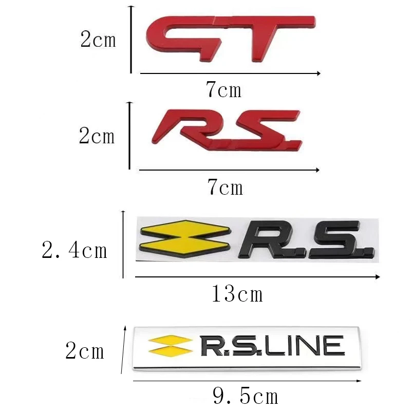 자동차 메탈 GT RS 라인 스포츠 배지 엠블럼 데칼 스티커, 르노 로간 클리오 메간 2 콜레오스 캡처 트윙고 먼지털이 카자르 캉구