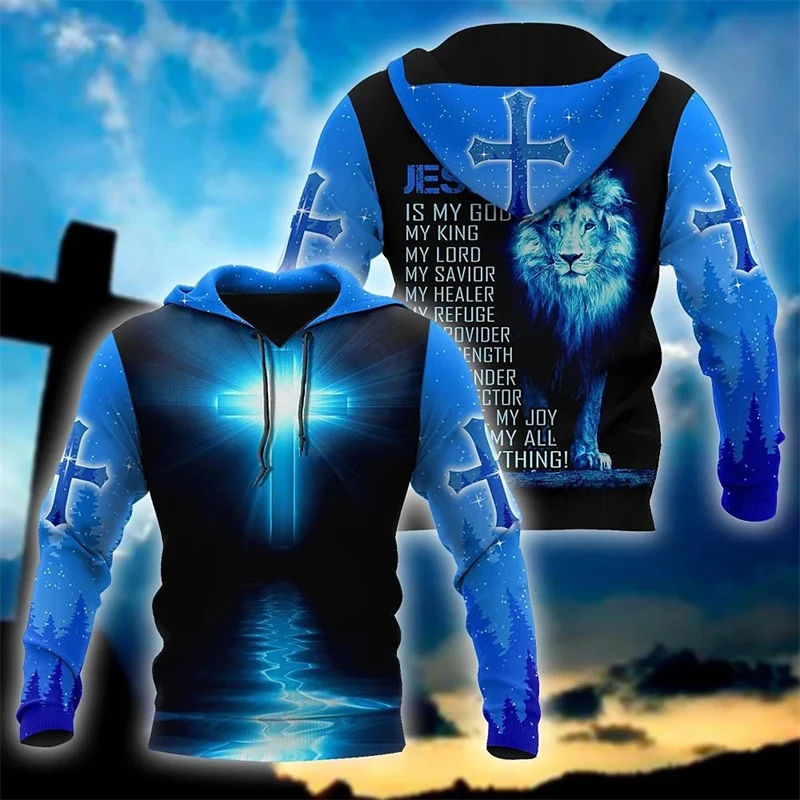 thumbnail image 1 of Sudadera con capucha y estampado 3D para hombre, suéteres casuales de otoño, sudadera con cuello redondo de gran tamaño, sudaderas con capucha góticas de manga larga, ropa para hombre, 1 of 5