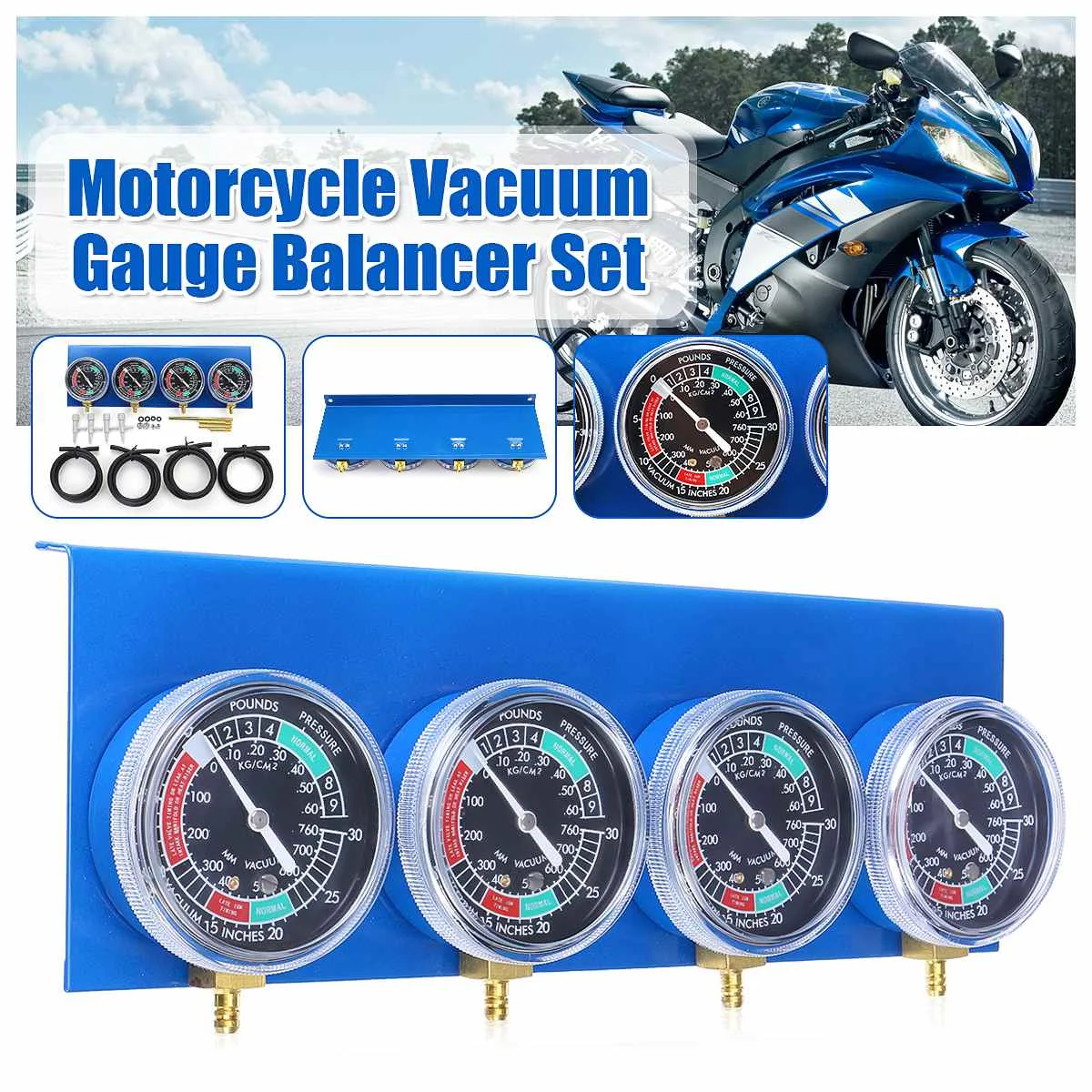 Motorcycle Fuel Vacuum Carburetor Synchronizer Tool Carb Sync Gauge 2/