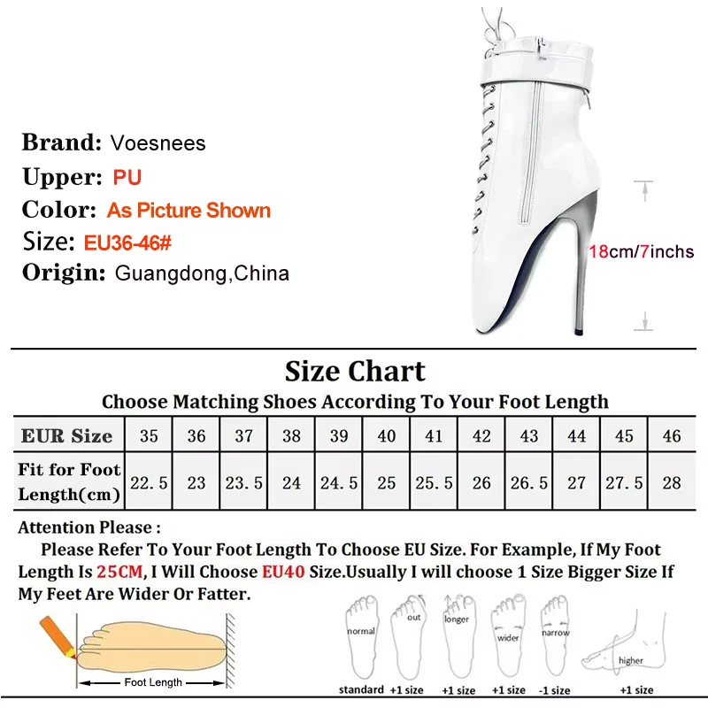 2025 Sexy Lock Wrap Strap Ankle Boots For Woman 18CM Extreme high heels White Short Booties Mujer Women Ballet Boots Size 36-46