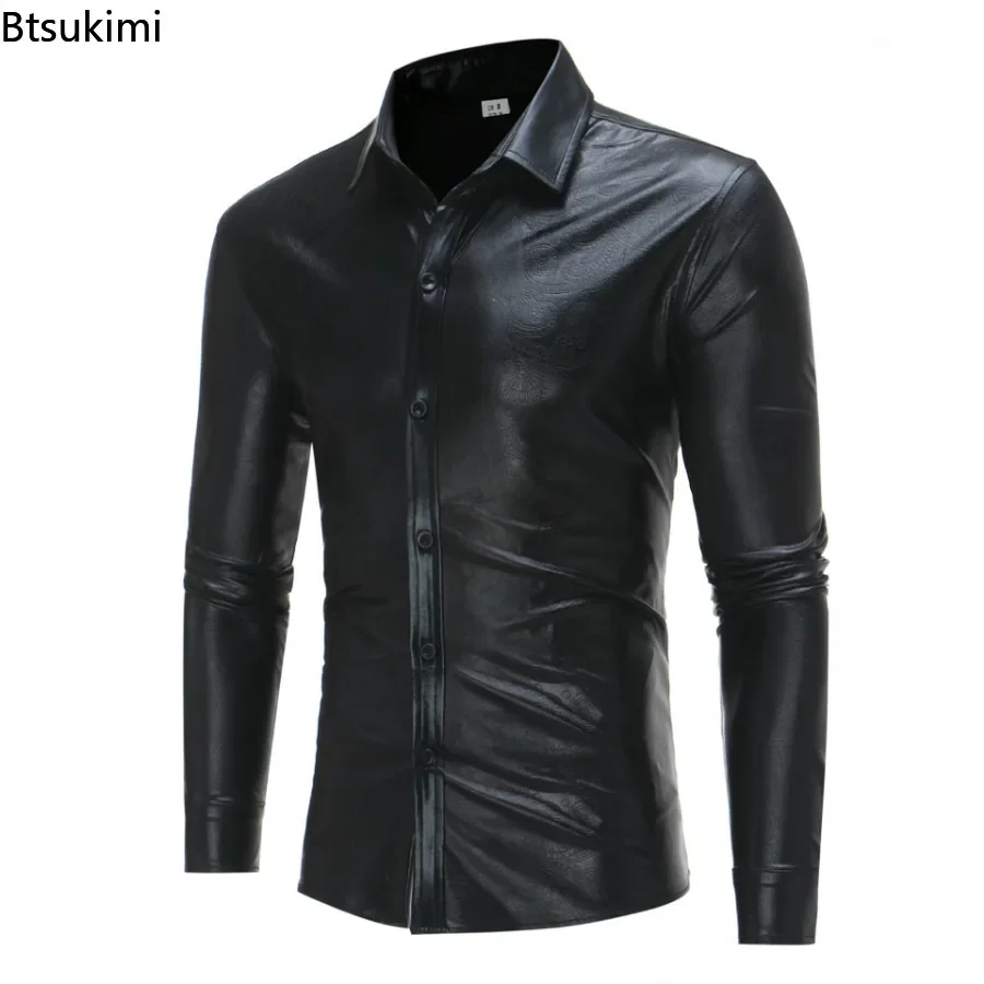 2024 Men's Disco Shiny Gold Sequin Metallic Design Dress Shirt Long Sleeve Button Down Christmas Halloween Party Stage Costume